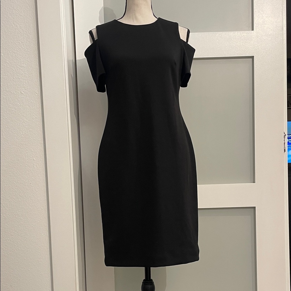 Calvin Klein Black Cold Shoulder Midi Dress